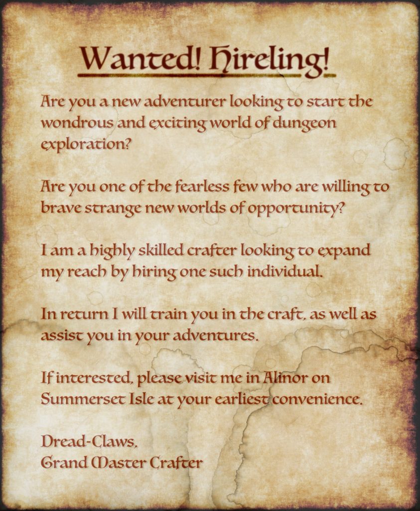 Hireling Wanted!