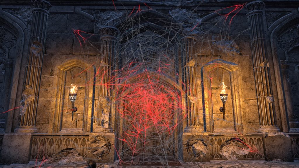 Strange red webs blocking my path