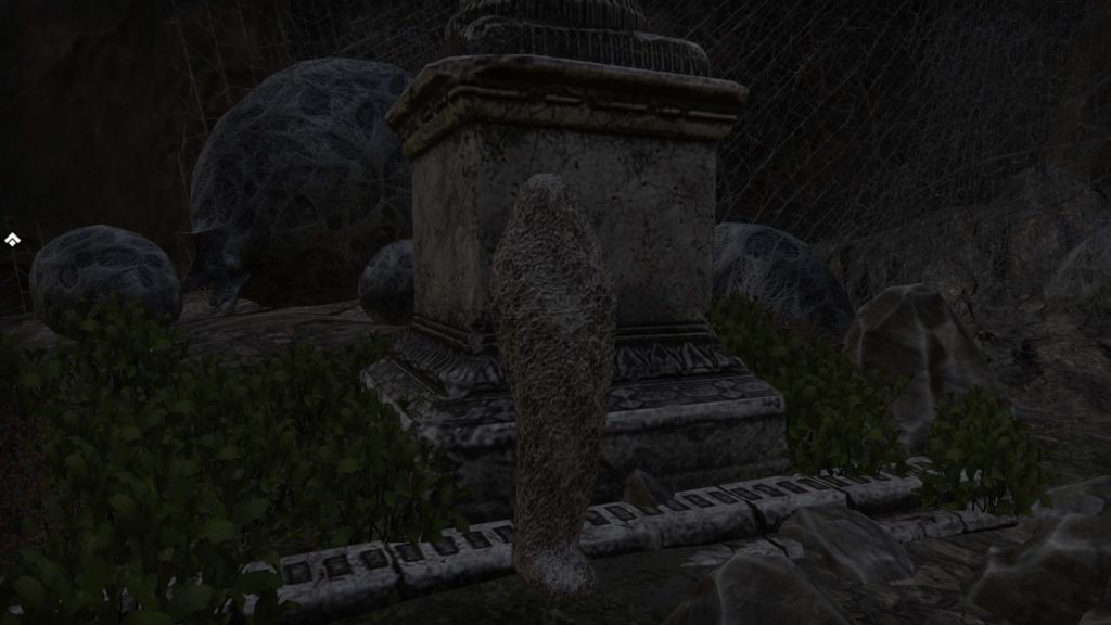 Erilthel wrapped up in spiderwebs